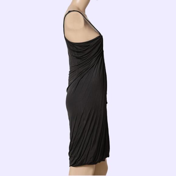 YIGAL AZROUËL Black Grey Knee-Length Dress with Leather Embellished Front - Picture 7 of 11